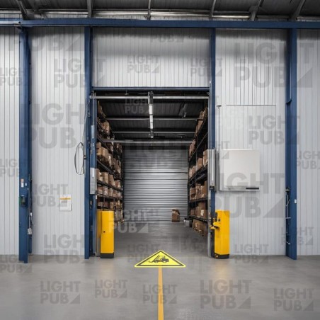 Illuminated floor signage attention cart fire door logistics warehouse Illuminated floor signage attention cart fire door logistics warehouse