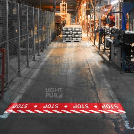 Headlamp red STOP light strip on the ground Headlamp red STOP light strip on the ground