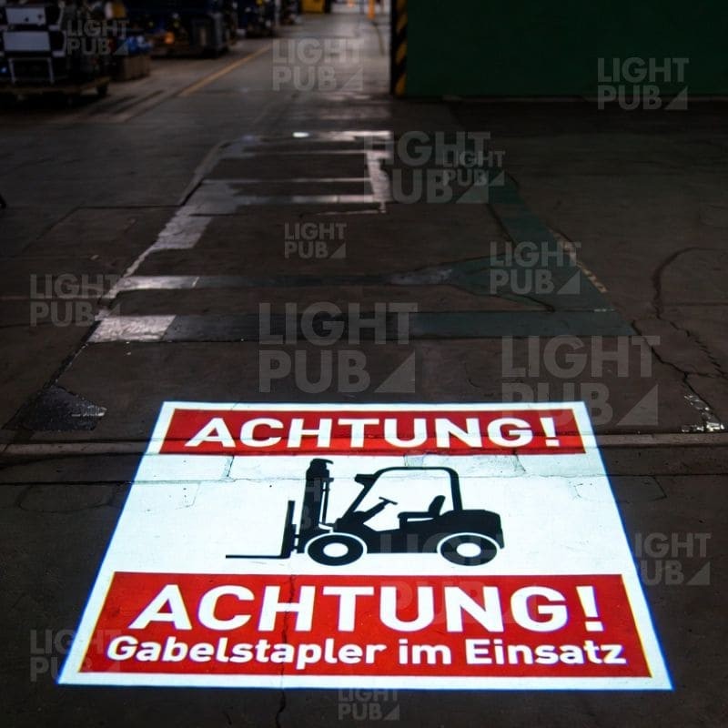 "Caution: Forklift" LED Floor Safety Sign – Industrial Safety Projection